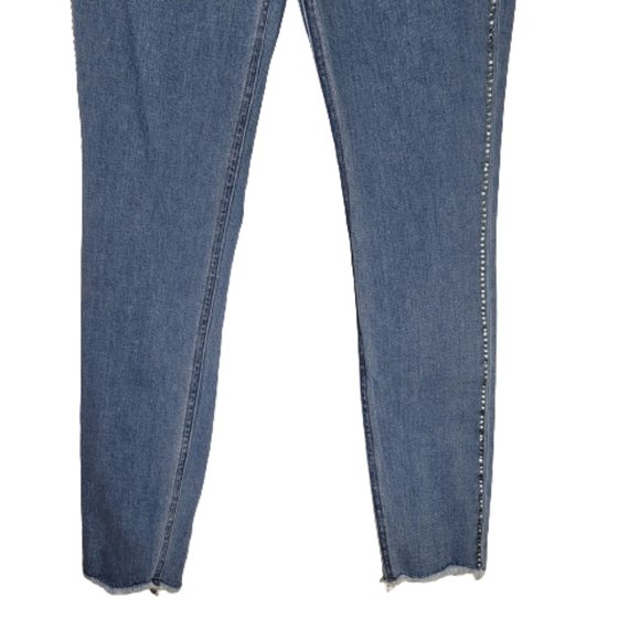 Express High Waisted Embellished Stripe Stretch Ankle Leggings Jeans - Picture 10 of 15